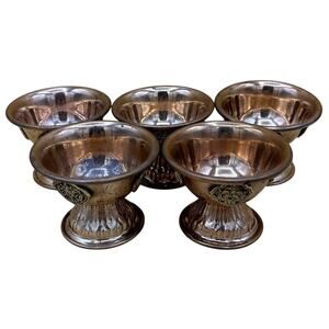 Carved Copper 2.5" Tibetan Prayer Buddhist Butter Lamp Nepal Set of 5